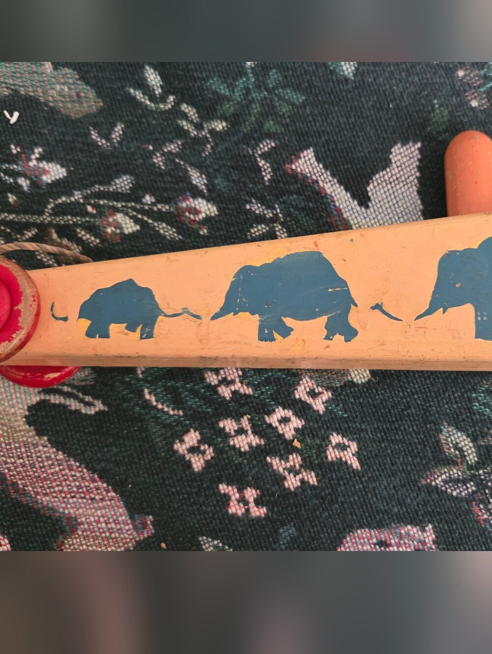 Vintage Wood Pull Toy Circus Elephants